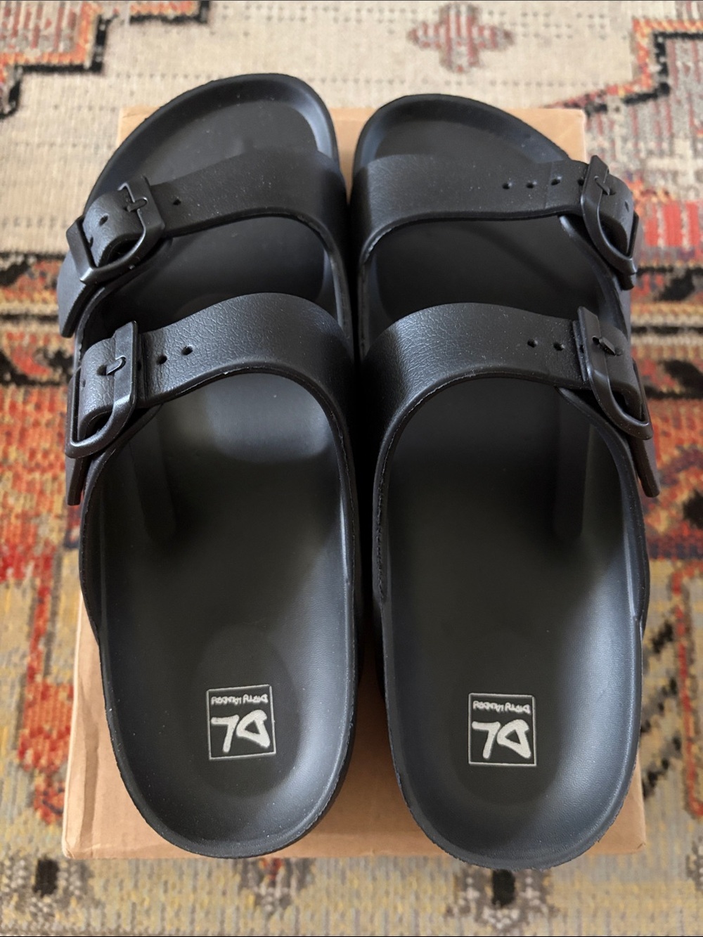 Dirty Laundry Black Double Buckle Slide Sandals